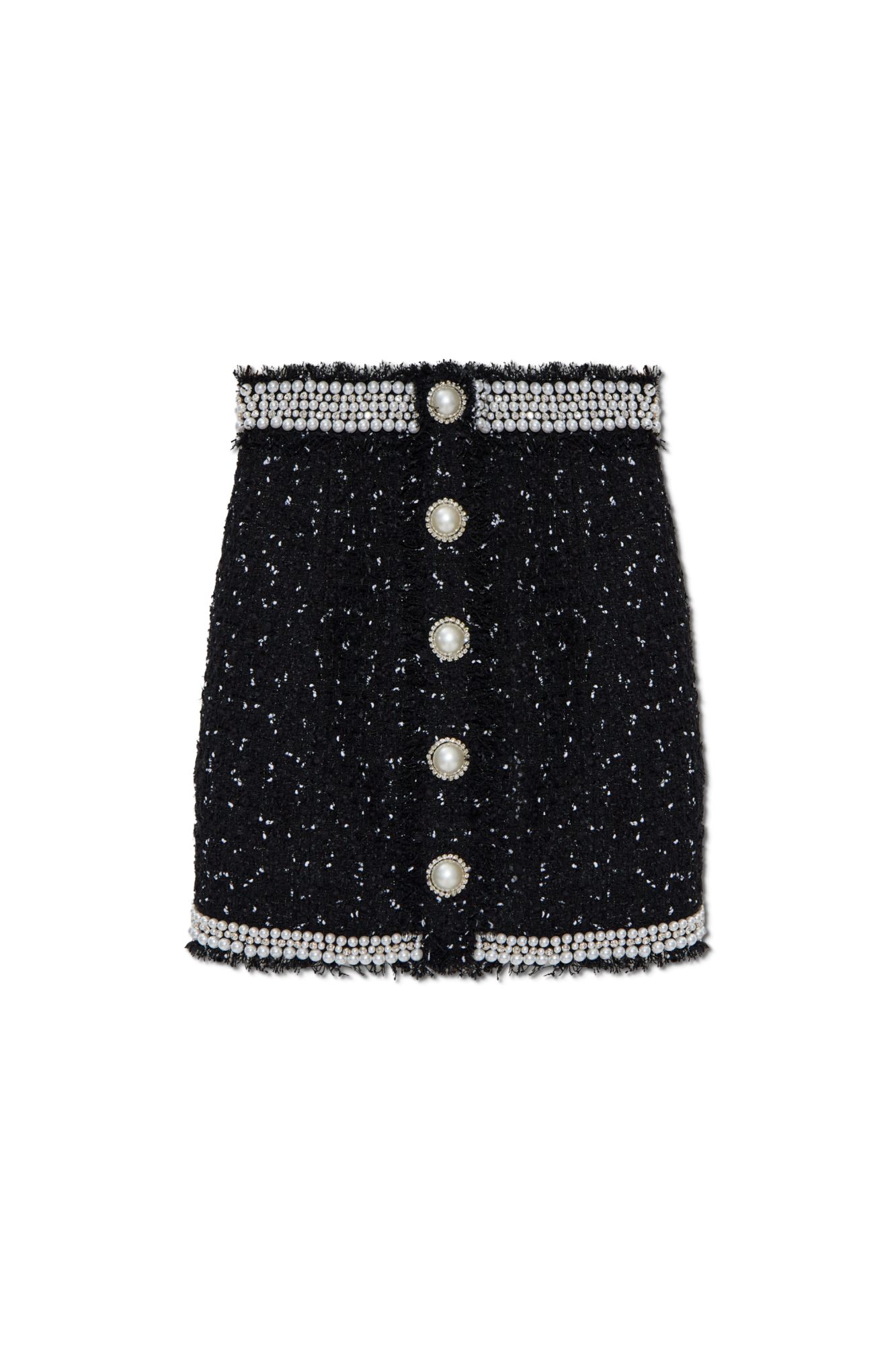 Black Tweed skirt with shimmering appliqués Balmain - Vitkac AS